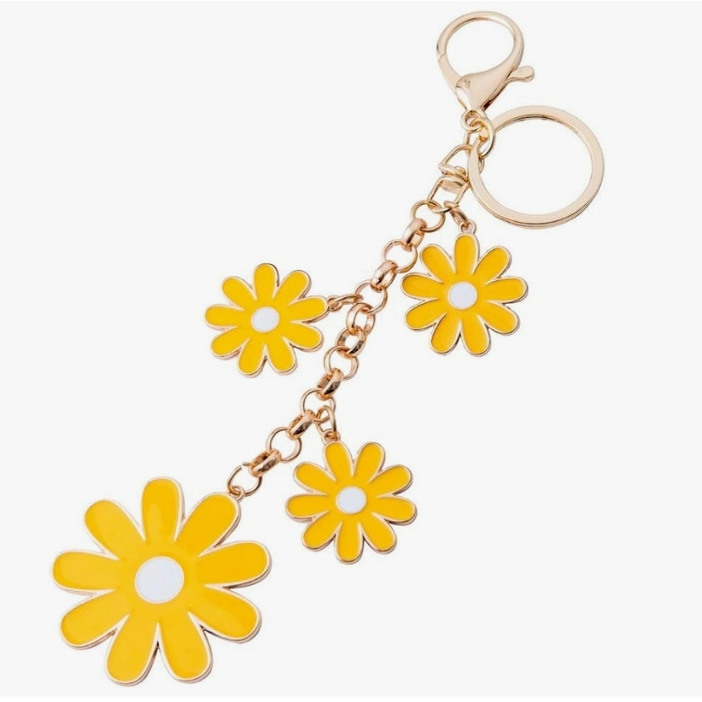 NIP Sun-Flower Yellow Enameled Bag Charm/Keychain Accessory